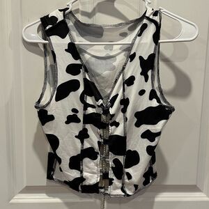 Small cow print tank top crop top